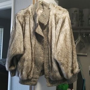 Vintage Mid-Century Feaux Fur & Knit Coat